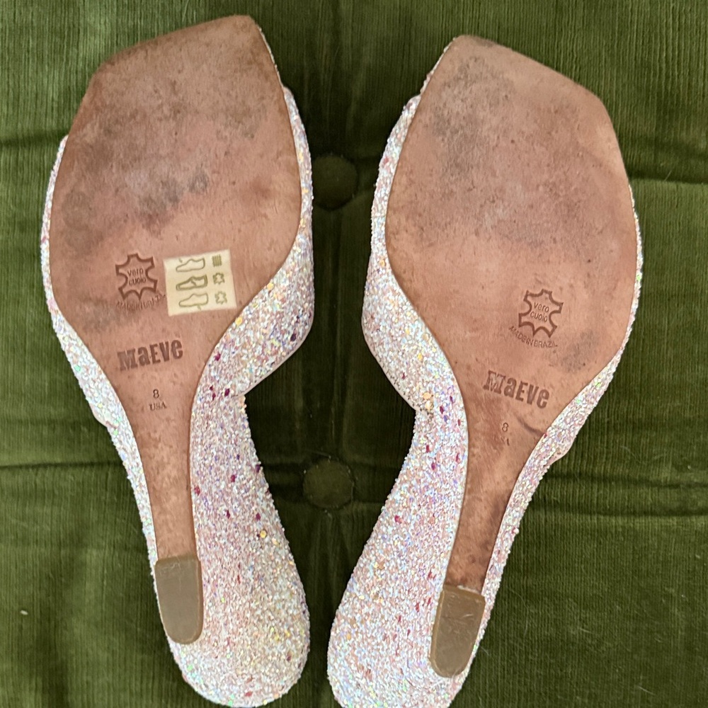 Anthropologie Maeve Sparkling Pink Glitter Wedges - Picture 3 of 6